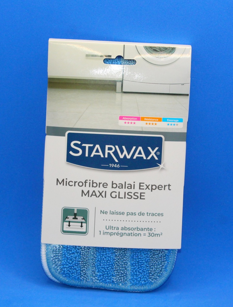 Starwax rechange frange velcros microfibre pour balai expert -  réf 1594