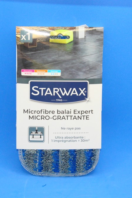 Starwax recharge frange velcros microfibre micro-grattante 38cmx12cm pour balai expert -1592
