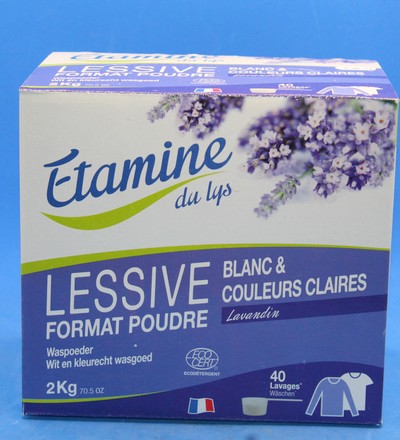 Etamine du Lys Lessive poudre  2kg Comp'active 40 lavages Blanc et Couleurs