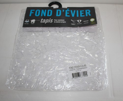 Tapis fond d'évier 32x32 fleur cristal transparent