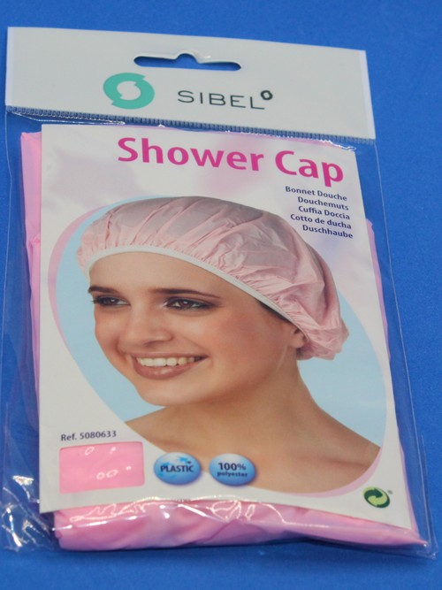 Bonnet de douche 1 plis plastique rose