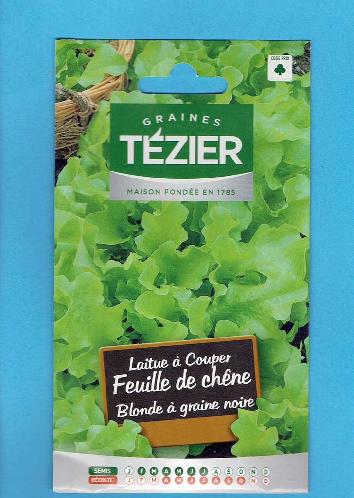 Tézier graine  Laitue à couper 4g - Feuille de chêne - Blonde à graine noire - série 1