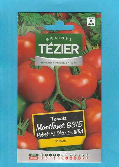 Tézier graine Tomate Montfavet 63/5 Hybride F1 Obtention INRA - 0.3g - série 3