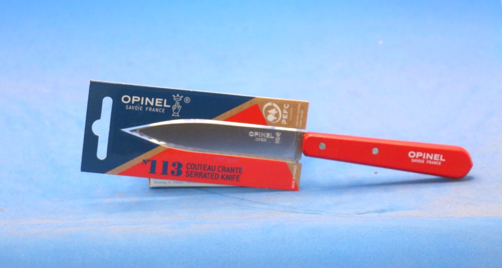 OPINEL Couteau Office Cranté 113 Manche Bois Rouge