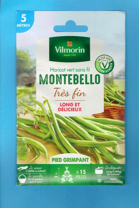 Vilmorin Haricot Montant 3m Montebello sachet de 17g environ 100 graines