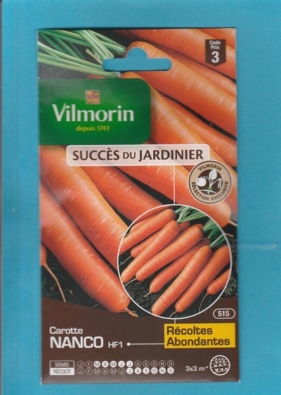 Vilmorin  ruban de graines de Carotte Nanco HF1 3g - série 3