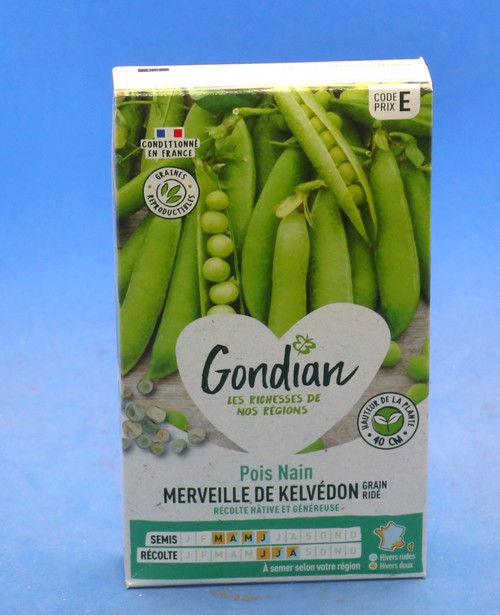 Gondian graine  POIS NAIN à grain ridé 200g - merveille de Kélvédon Kelvedon